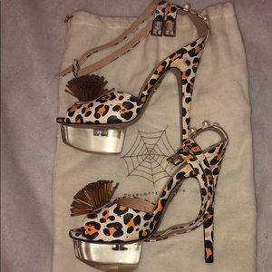 🤩🔥 FLASHSALE New Authentic Charlotte Olympia leopard print strappy heel sandal